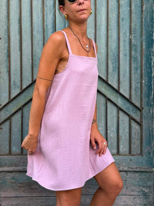 Abito Filomena in mussola rosa malva