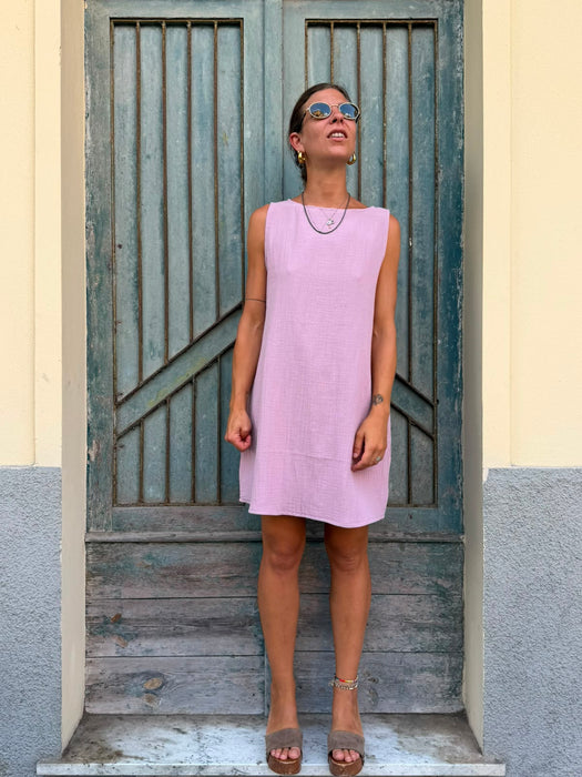 Abito Emilia in mussola rosa malva