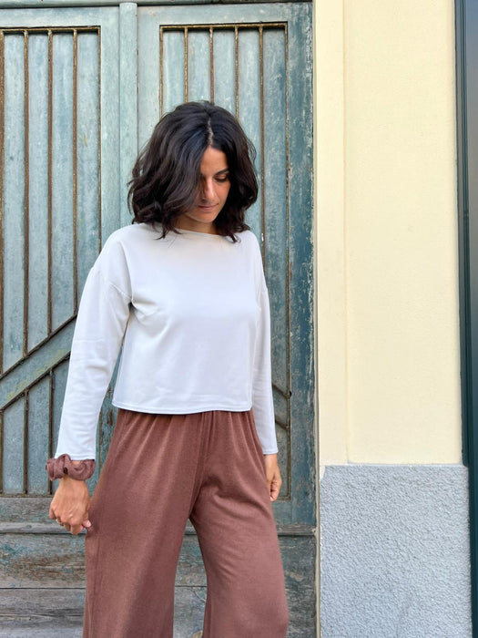 Maglia Deborah in punto Milano color ghiaccio