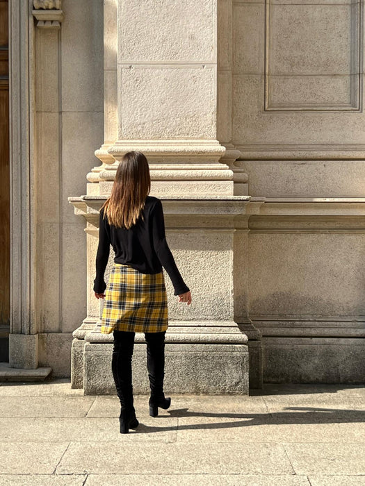 Gonna Matilda corta in lana tartan gialla