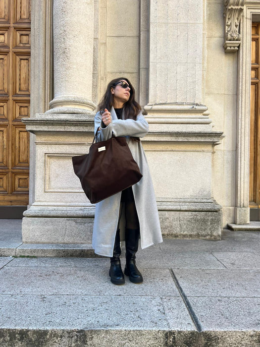 Borsa in velluto marrone