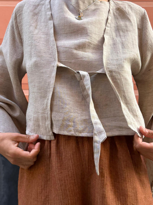 Top Emilia in lino color sabbia