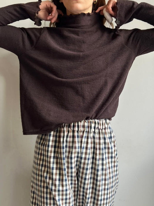 Pantaloni Ines a quadretti blu e marroni