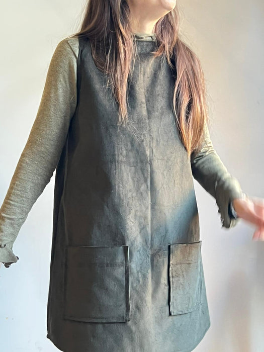 Abito Emilia con tasche in velluto verdone