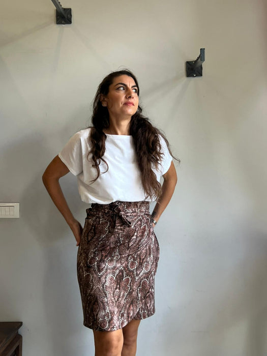 Gonna Matilda corta in fantasia damascata