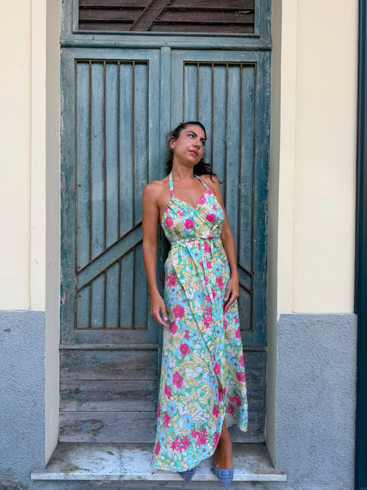 Abito Cesare in viscosa a fiori colorati
