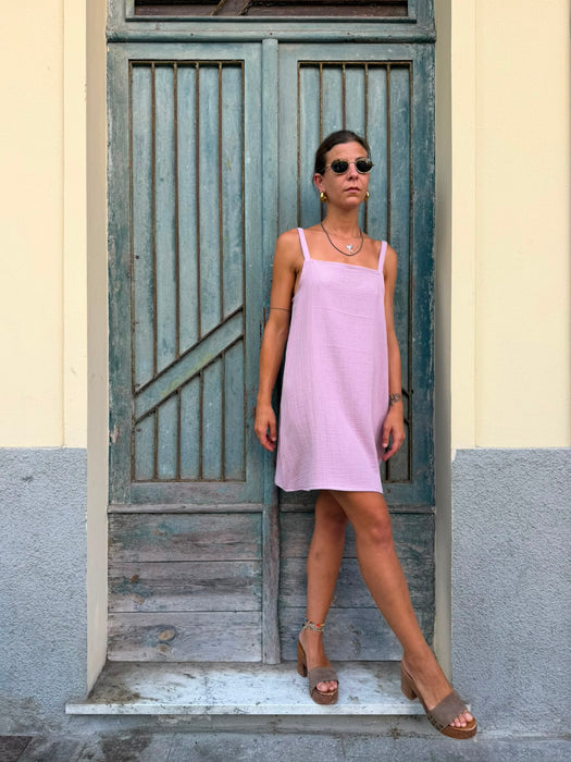Abito Filomena in mussola rosa malva