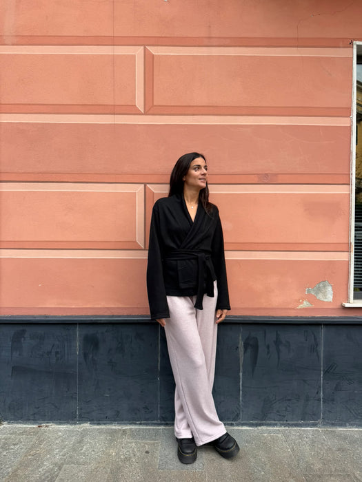 Pantaloni Mia in cashmere rosa