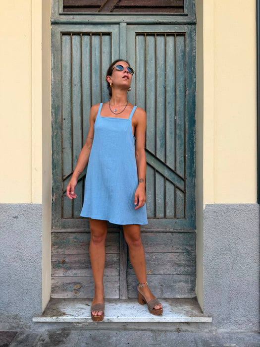Abito Filomena in mussola azzurra