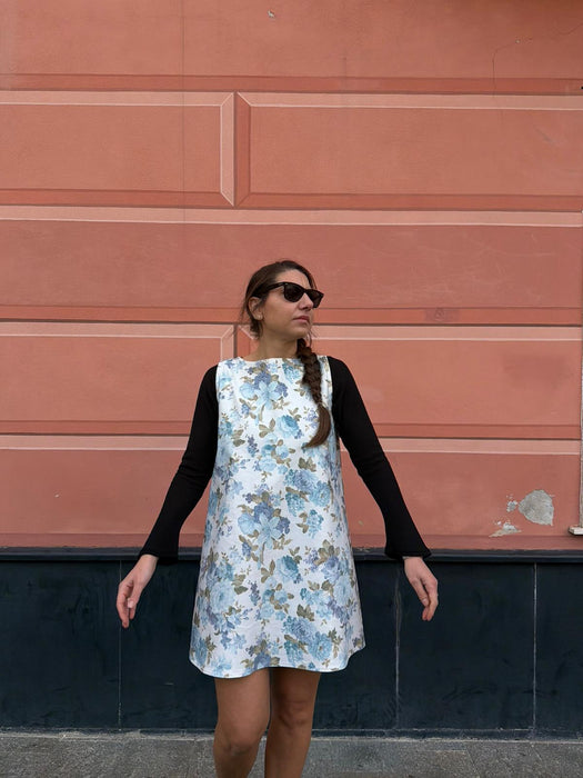 Abito Emilia a fiori azzurri