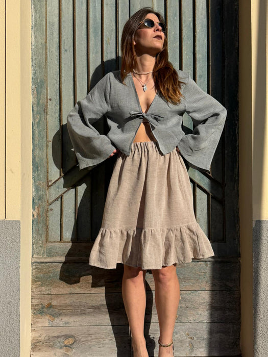 Maglia Alfredo in lino color azzurro polvere