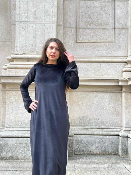 Abito Cristiana lungo in velluto nero