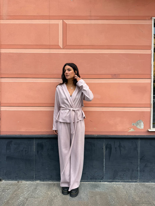 Pantaloni Mia in cashmere rosa