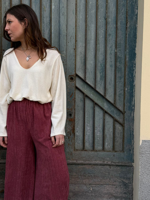 Pantaloni Corrado in spugna color lampone