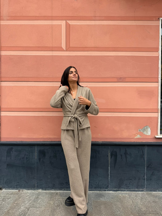 Pantaloni Mia in cashmere beige