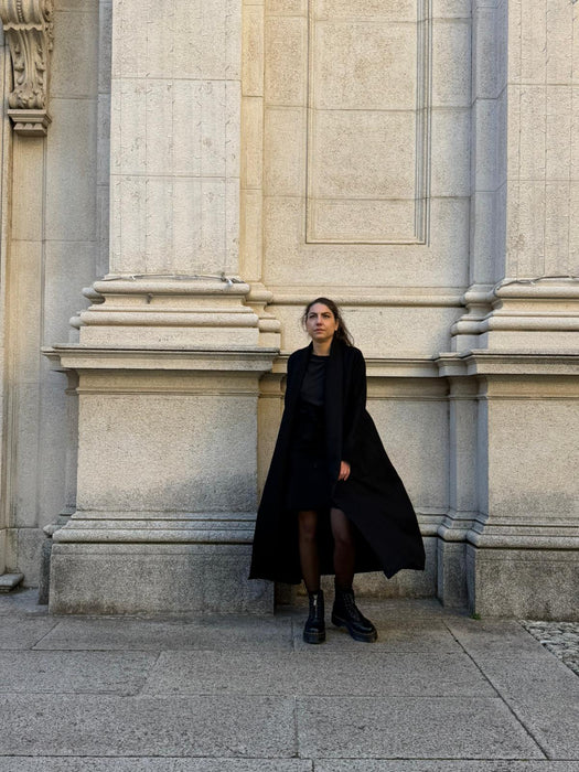 Gonna Matilda corta in panno di lana nero