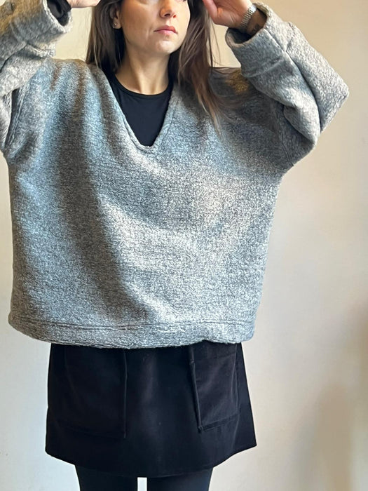 Maglione Amedeo in lana boucle grigio scuro