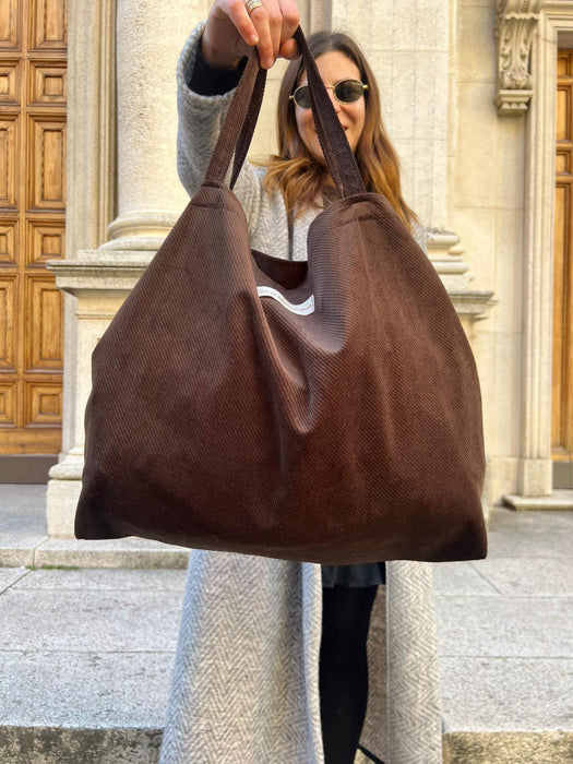 Borsa in velluto marrone