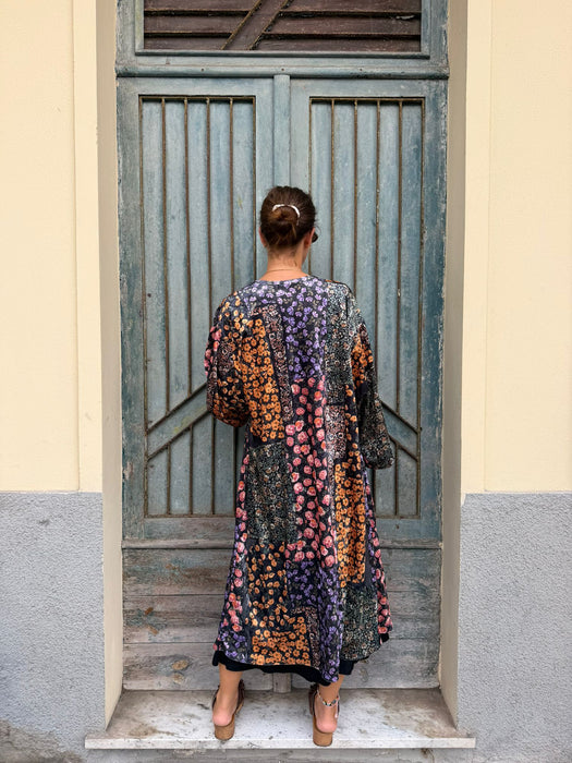Kimono in velluto in fantasia a fiori