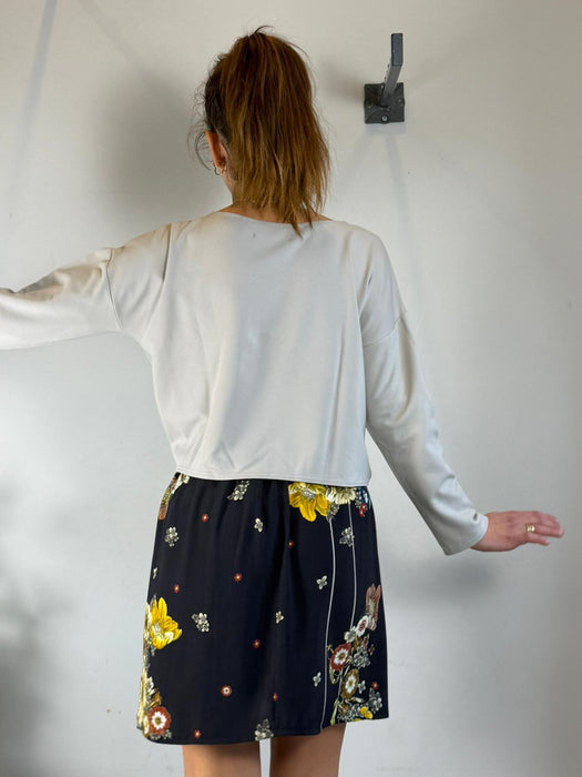 Gonna Beatrice corta nera a fiori