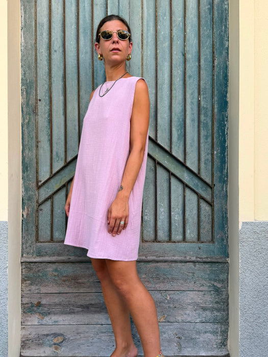Abito Emilia in mussola rosa malva
