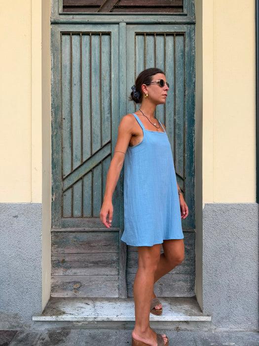 Abito Filomena in mussola azzurra