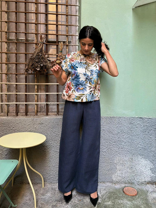 T-shirt Scatoletta in viscosa a fiori