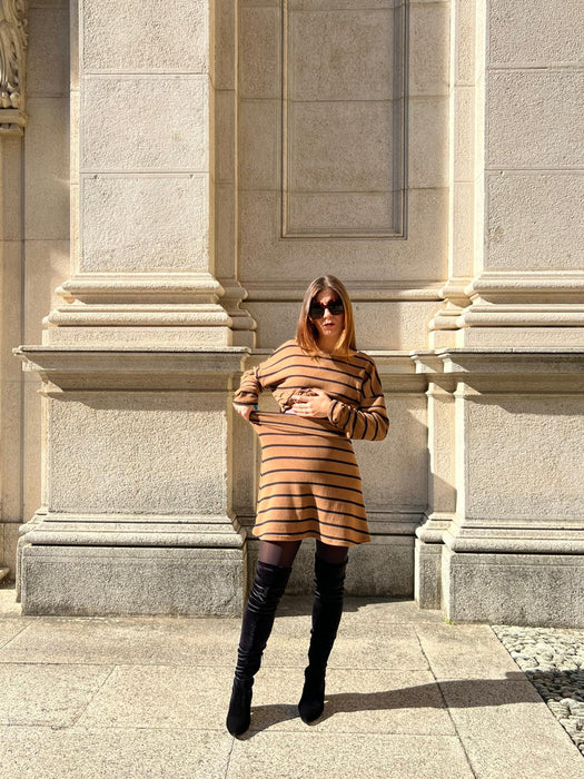 Gonna Costanzina color biscotto a righe nere