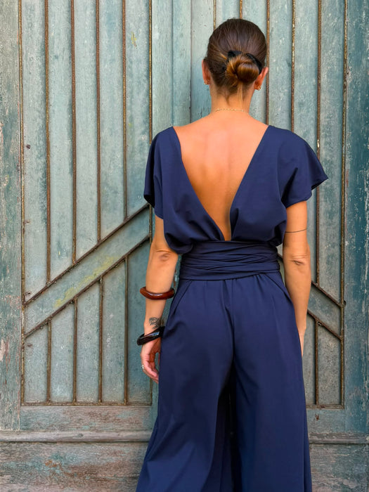 Tuta Magda in jersey blu notte