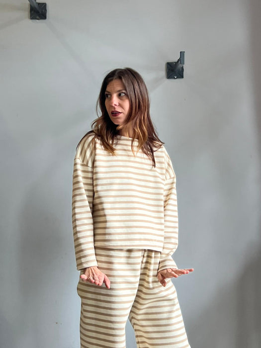 Felpa Deborah a righe panna e beige