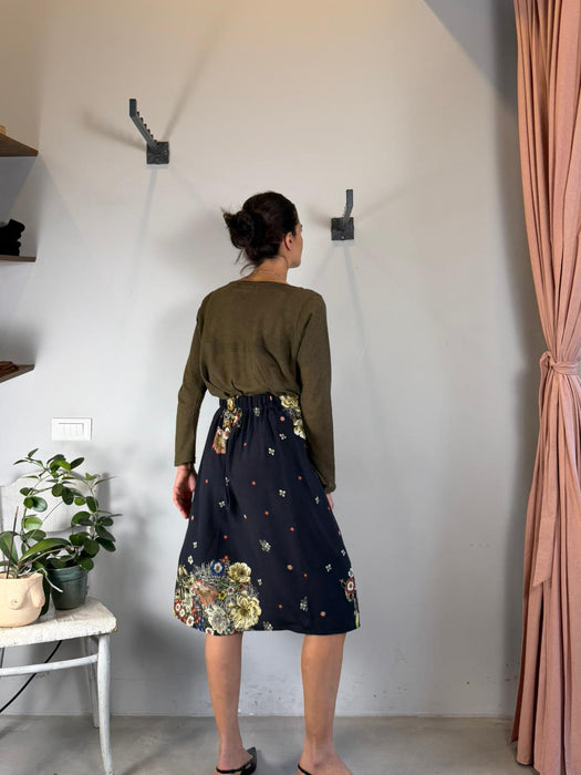 Gonna Beatrice midi nera a fiori