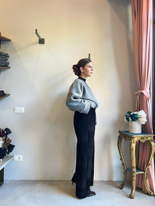 Maglione Amedeo in lana boucle grigio scuro