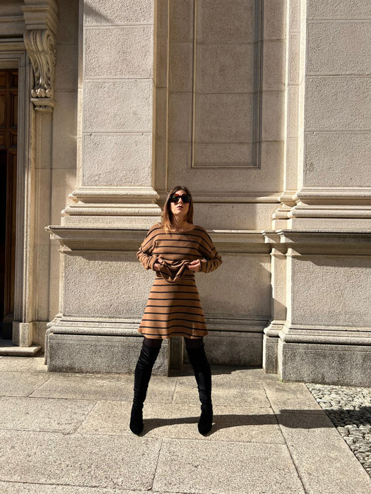 Gonna Costanzina color biscotto a righe nere