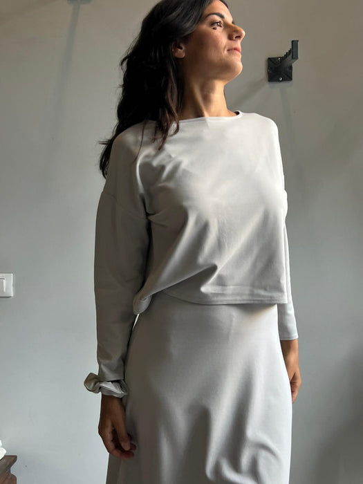 Maglia Deborah in punto Milano color ghiaccio