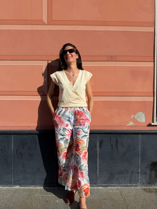 Pantaloni Ines in fantasia fiorata