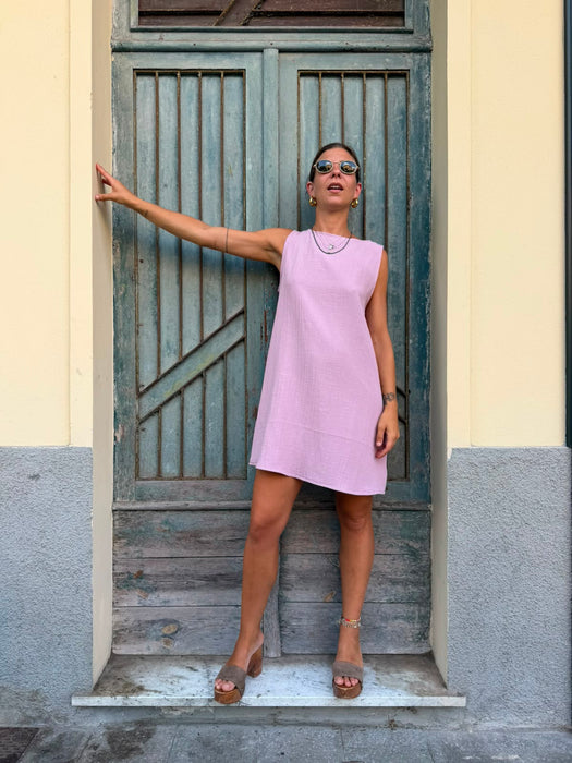 Abito Emilia in mussola rosa malva