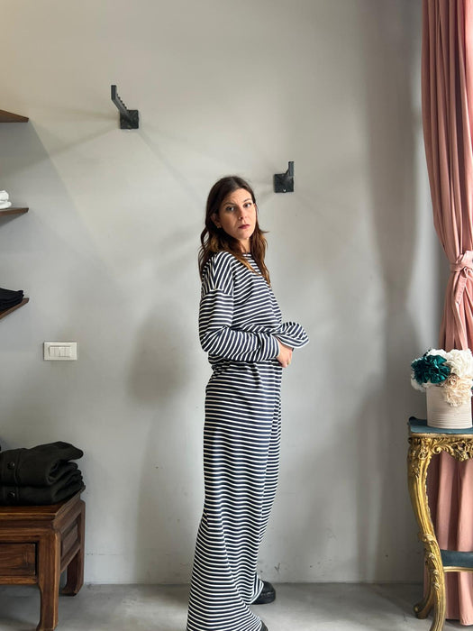 Pantaloni Mia a righe blu e bianche