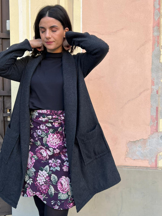 Cardigan Marinella midi grigio antracite