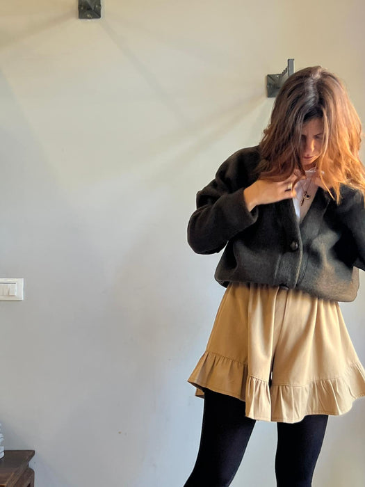 Pantagonna Itana in gabardine di lana biscotto