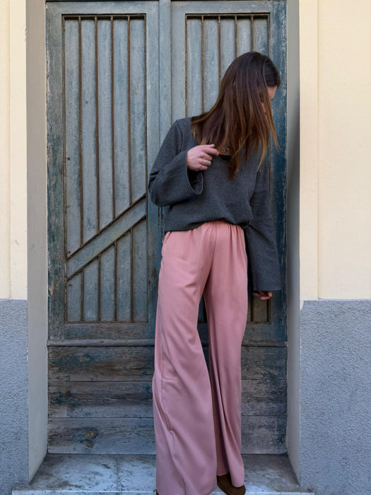 Pantaloni Mia in viscosa rosa antico