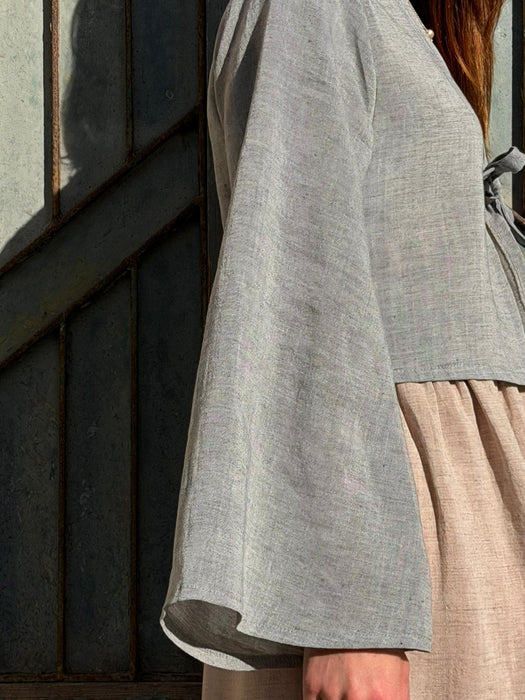 Maglia Alfredo in lino color azzurro polvere