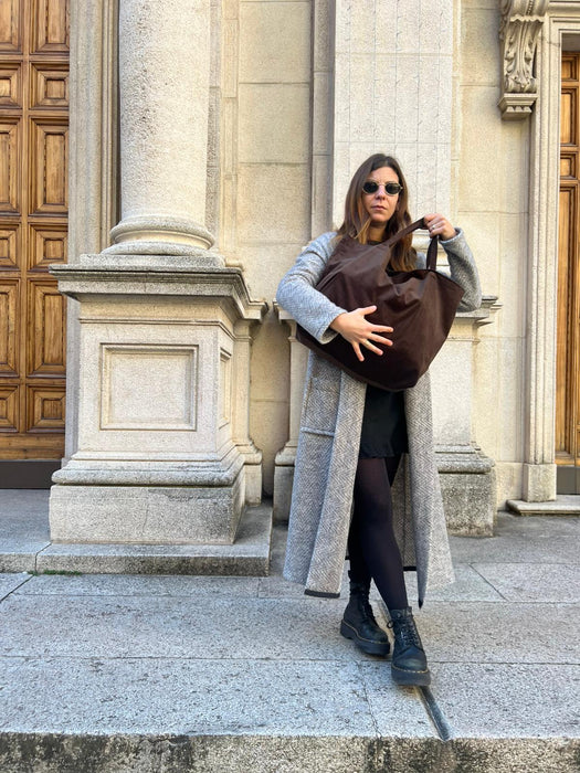 Borsa in velluto marrone