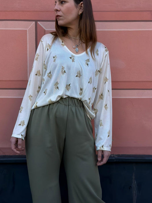 Pantaloni Mia in viscosa verde militare