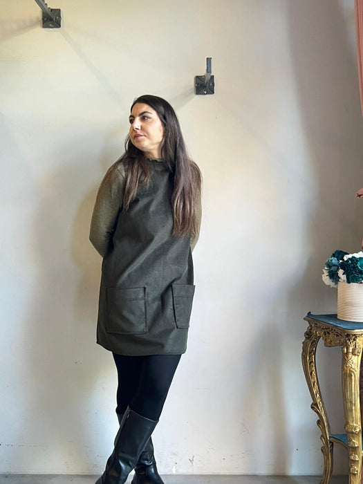 Abito Emilia con tasche in velluto verdone