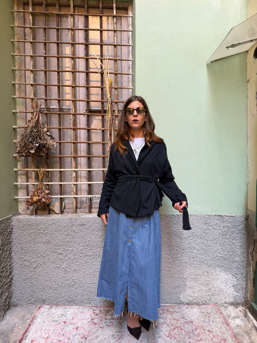 Gonna Eva midi in jeans chiaro