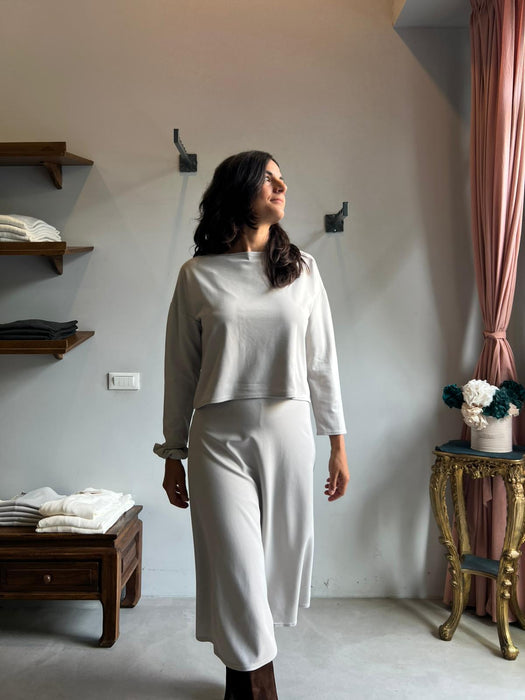 Maglia Deborah in punto Milano color ghiaccio