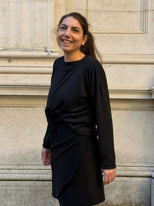 Gonna Matilda corta in panno di lana nero