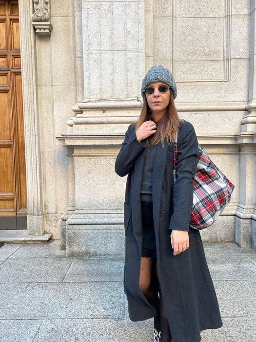 Borsa in lana tartan rossa