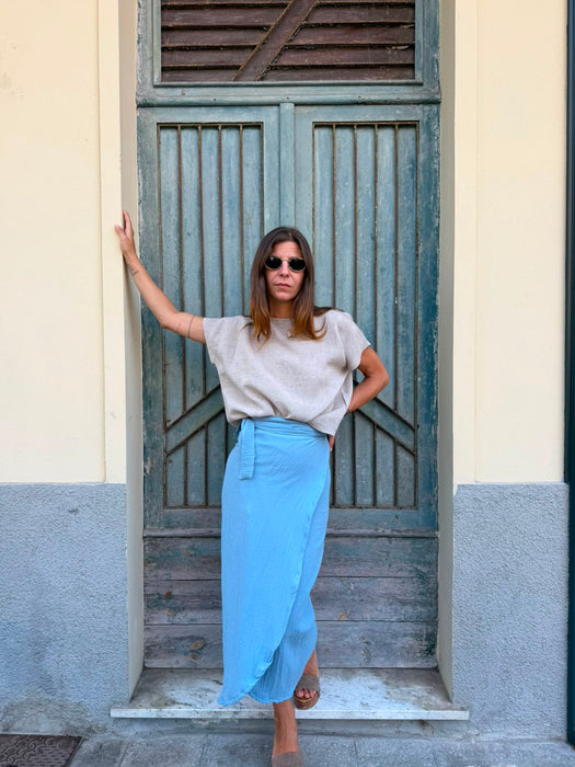 Gonna Matilda in mussola azzurra