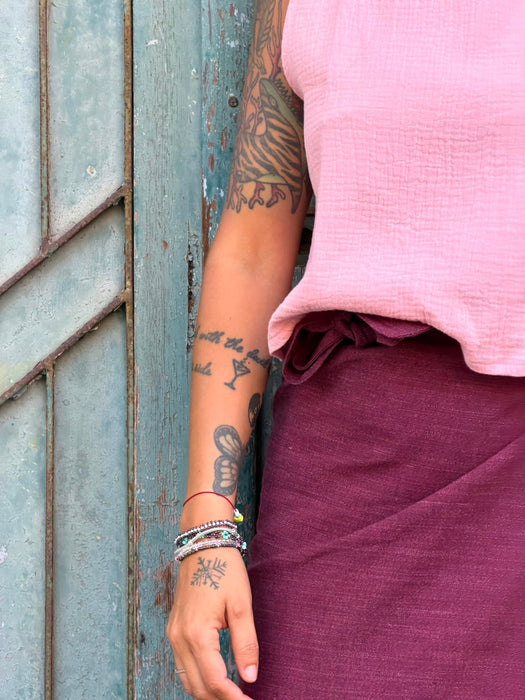 Top Emilia in mussola rosa chiaro